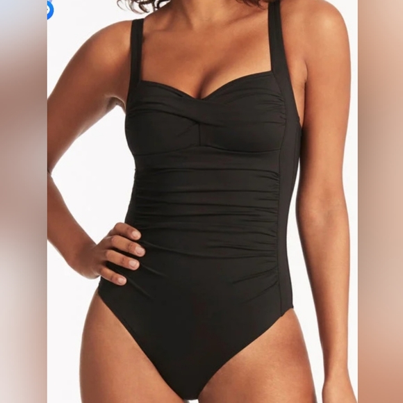 Sea Level Swim  Twist Front One piece Women's sz 8  swimsuit Black New - Picture 3 of 6